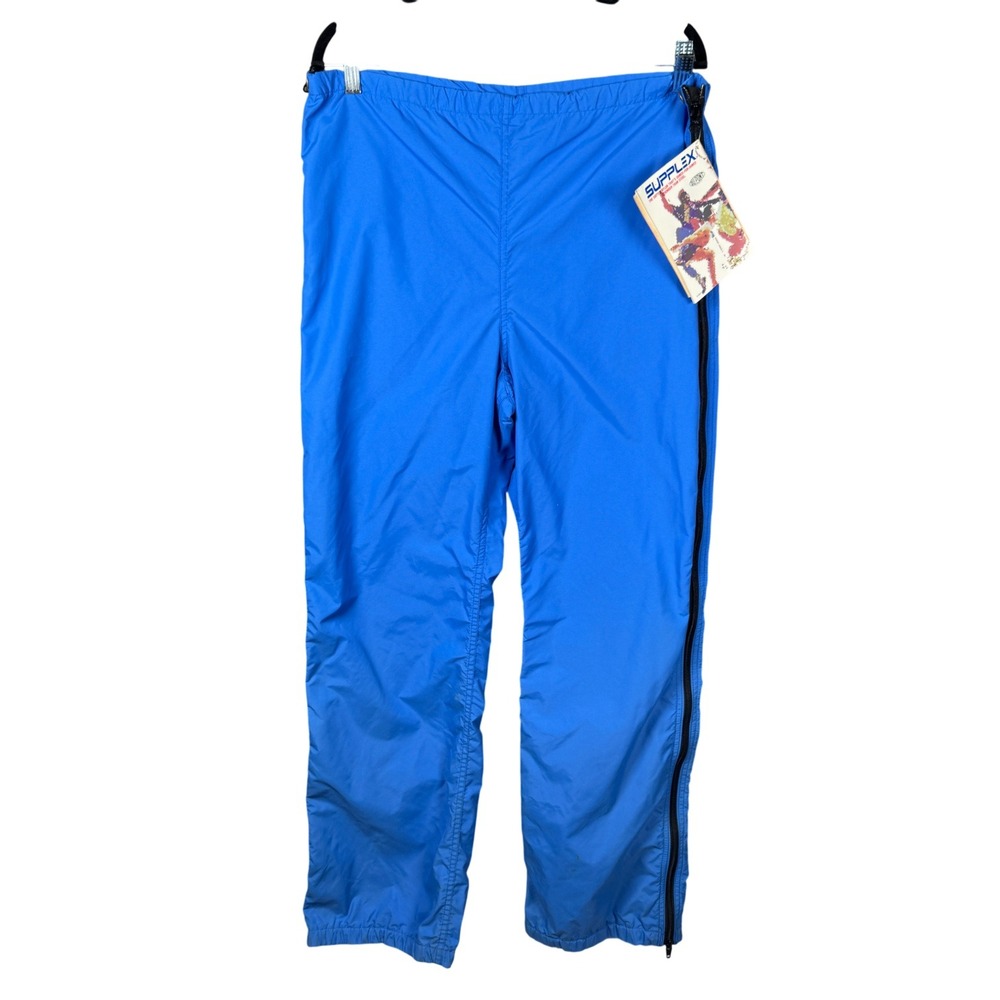 L.L Bean Womens M Blue Supplex Nylon Track Pants Full Side Zip Made USA‎ NEW
